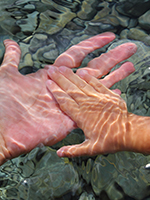 Hands underwater image